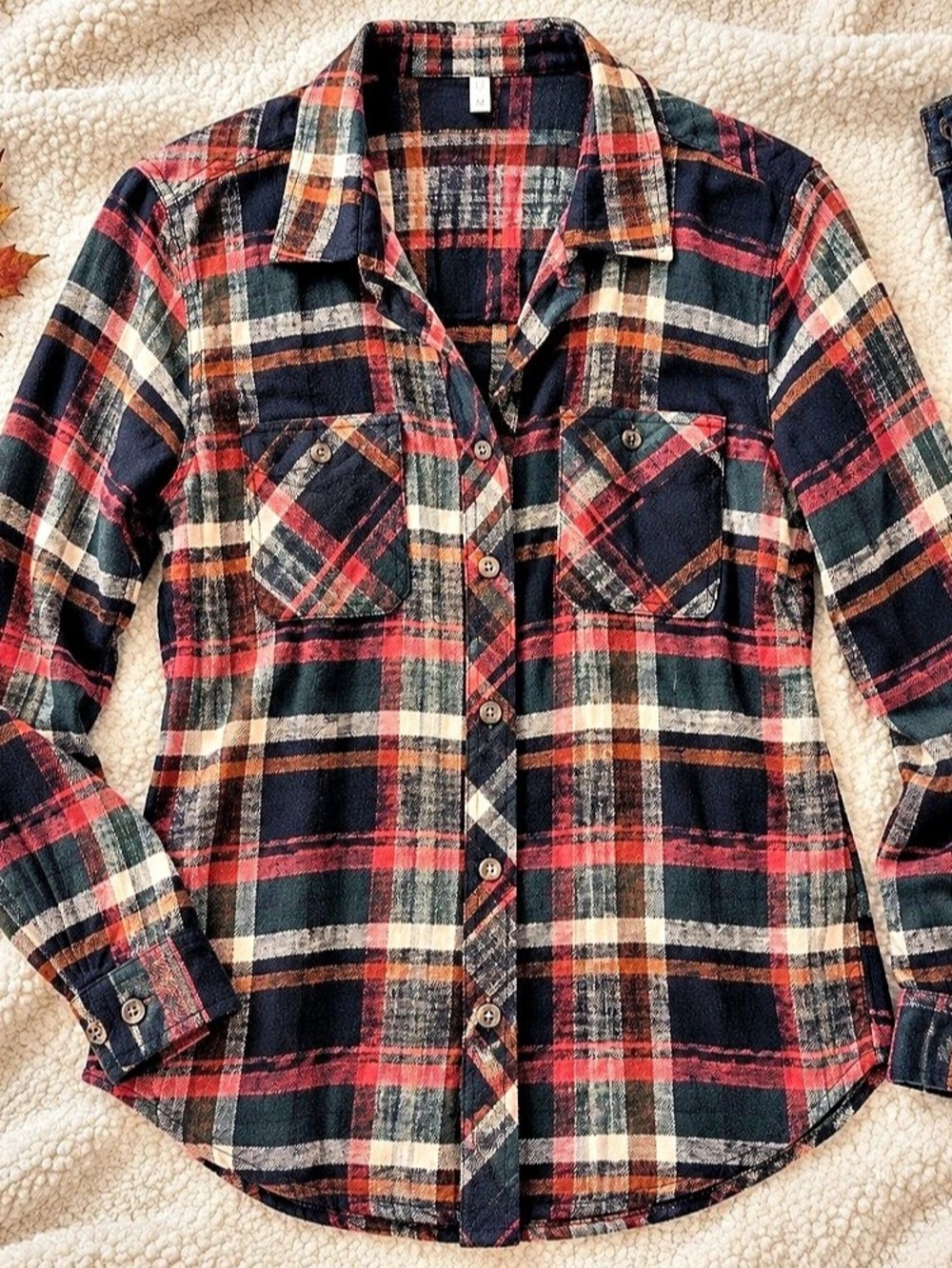 Maurice’s Plaid Flannel Button-Down Tunic Shirt | Size M